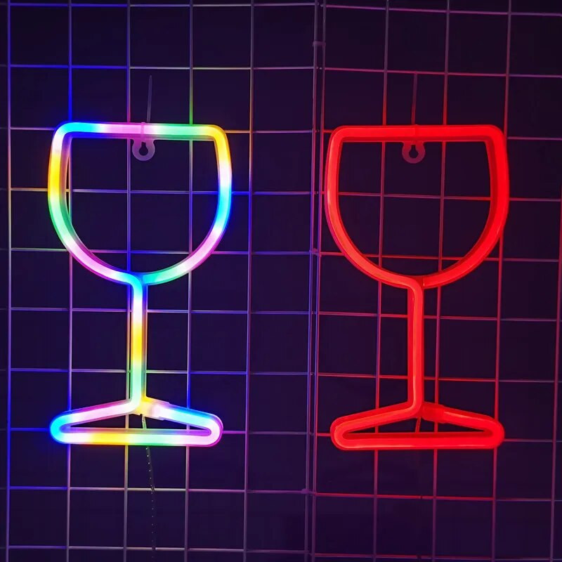 LED taurė neoninės šviesos šviečianti festivalio atmosfera KTV baro vyno stiklinė neoninė lempa namų vakarėlio dekoravimui Dovana suaugusiems vaikams