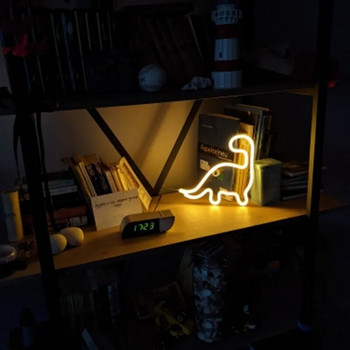 Динозавър Неонова светлина Коледна украса Висулка LED неонова табела Лампа Фестивална атмосфера Спалня Парти Домашен декор Подарък за възрастни деца