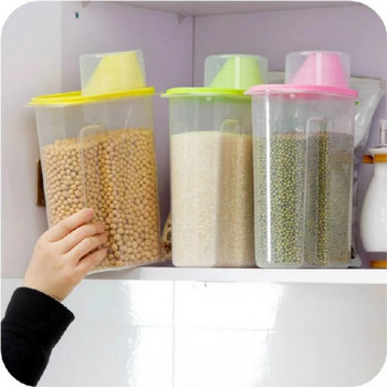 1 бр. 1,9/2,5 л пластмасов кухненски ориз, зърнени зърна, диспенсер за съхранение на суха храна, контейнер, капак, запечатана кутия, бутилки за съхранение, буркан, практичен