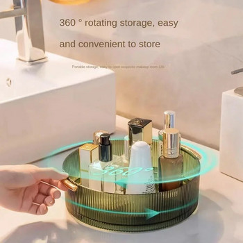 Въртяща се на 360 градуса пластмасова тава за съхранение Кутия за съхранение на козметика Органайзер за грим Кошници за съхранение Кухненски органайзер Поднос за сервиране