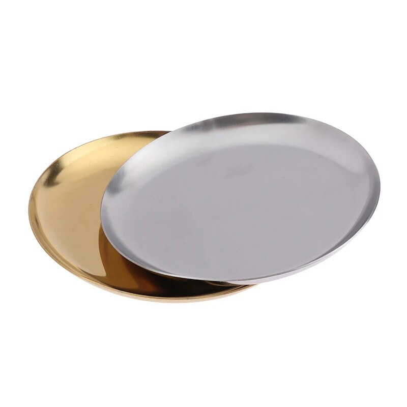 1vnt lengvo prabangaus stiliaus metalinis papuošalų dėklas nerūdijančio plieno laikymo padėklas bendrabučio kosmetika juvelyrinių lėkščių apdaila