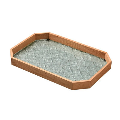 30*20 cm Japán stílusú dombornyomott üvegalap tárolótálca Konyha Étterem Asztali Dekoráció Natúr fa oldalkeretes tálaló tányér