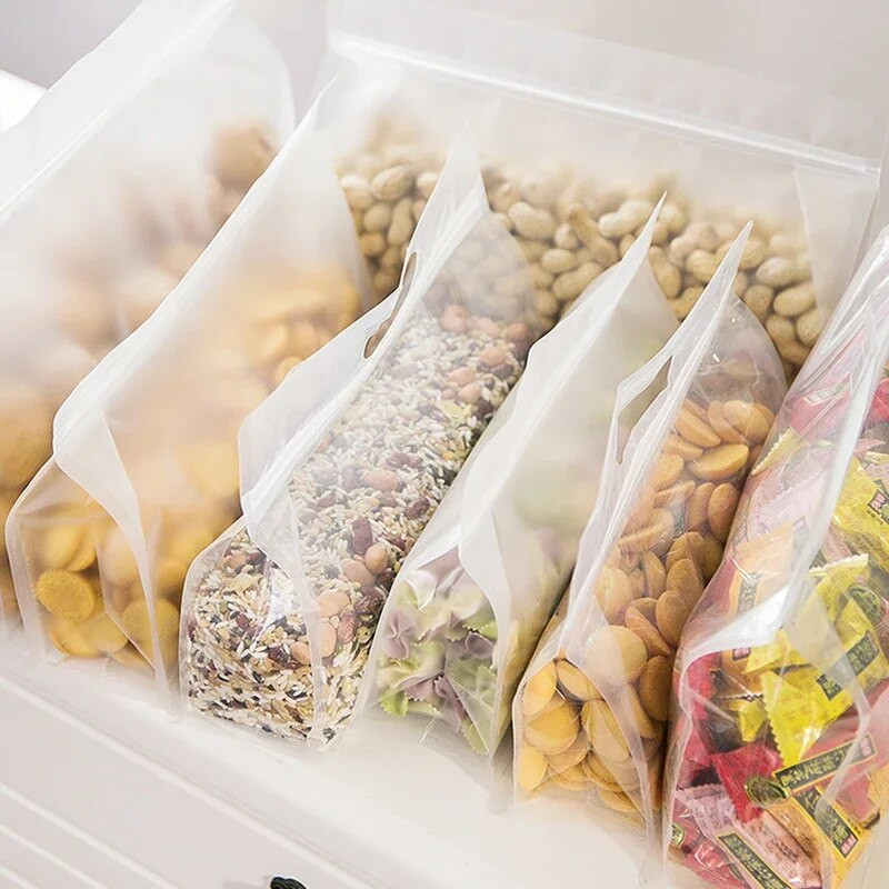 Višekratna PEVA vrećica za hranu za zamrzivač Samostojeća vrećica za pohranu hrane Silikonska vrećica nepropusna na vrhu kuhinjskog organizatora Fresh Shut Bags Bez BPA