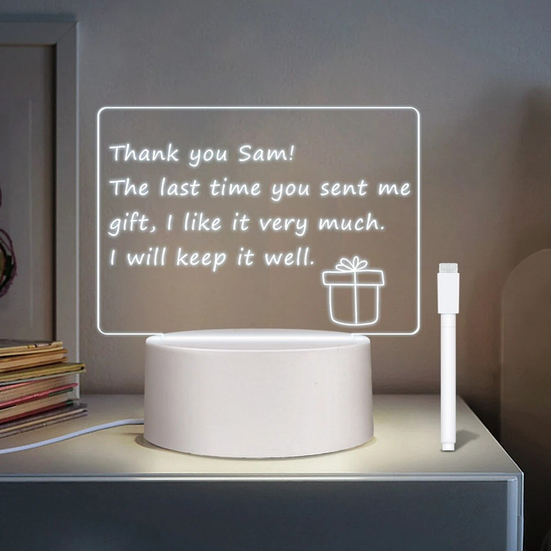 USB ploča s porukama Blagdanska svjetiljka Ploča za bilješke Kreativno led noćno svjetlo s olovkom Poklon za djecu Noćna lampa za djevojku