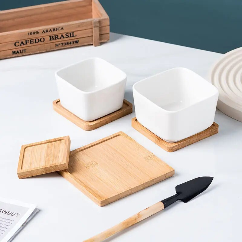 Kelių bambuko padėkliukų medinė lėkštė gėlių puodo padėkliukas puodelis padėkliukas virtuvės dekoratyvinė lėkštė Kūrybinis padėkliukas kavos puodelio kilimėlis