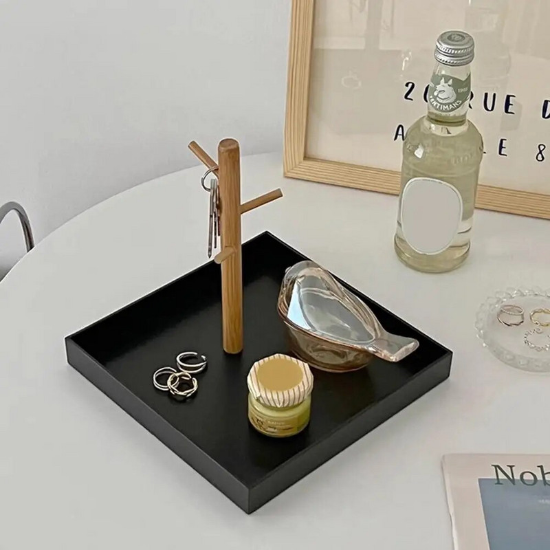 Raktų papuošalų dėklas su 3 pakopų medinėmis šakomis Vietą taupantis lengvas daugiafunkcis įėjimo laikymo dėklas Namų reikmenys