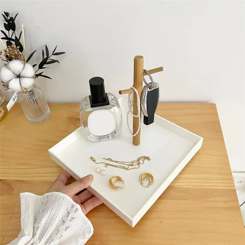 Raktų papuošalų dėklas su 3 pakopų medinėmis šakomis Vietą taupantis lengvas daugiafunkcis įėjimo laikymo dėklas Namų reikmenys