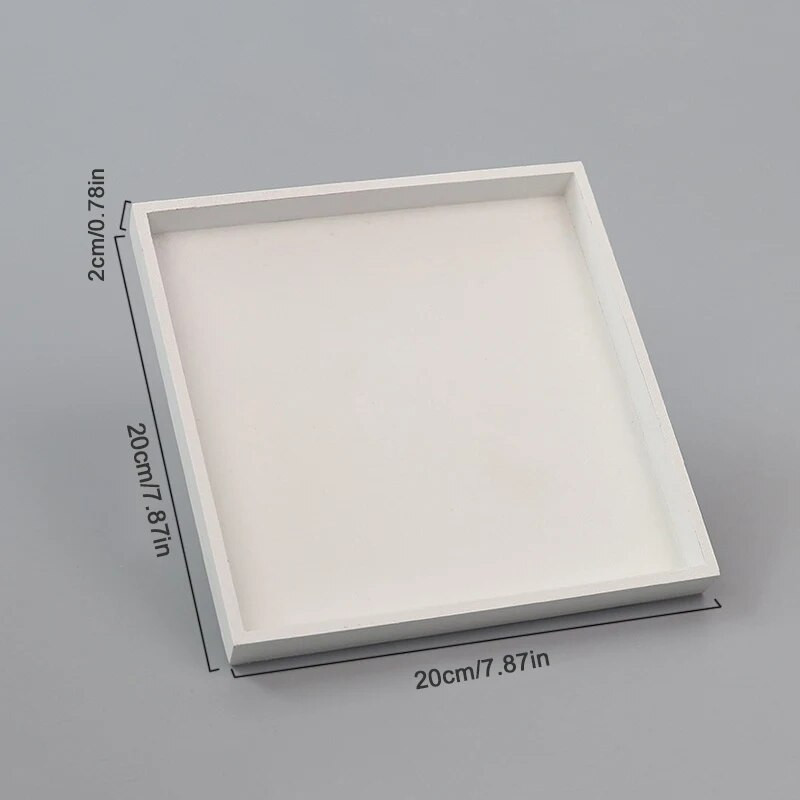 Baltas medinis padėklas Maisto patiekimas Makiažo saugojimas Vaisių lėkštė Nuotraukų rekvizitai Šiuolaikiniai namų ūkio padėklai, kvadratiniai 20x20 cm