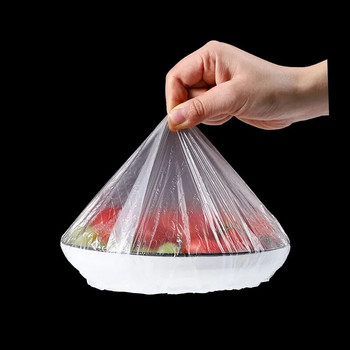 100 бр. Фолио за съхранение на свежест за еднократна употреба Кухненски капаци за съхранение на храна Чанти за купи Еластична чиния Пластмасови капаци Вакуумни торби