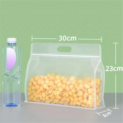 Újrafelhasználható élelmiszertároló zacskók 1db/5/10db átlátszó állótáska Fagyasztó szivárgásmentes fagyasztózsákok Konyhai szervező Fresh Shut Bag