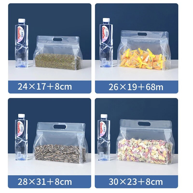 Daugkartiniai maisto laikymo maišeliai 1vnt/5/10vnt Skaidrus stovimas maišelis Šaldiklis Neperšlampami šaldiklio maišeliai Virtuvės organizatorius Fresh Shut Bag