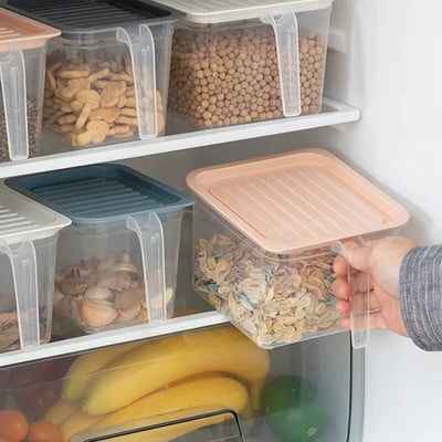 Köögi hoiukarp külmik Värskelt säiliv kast plastikust käepidemega kaanega Suletud toidu-puuviljade hoiukarp Säilituspurk