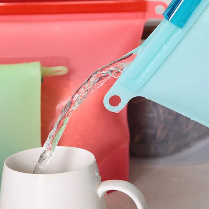 Silikoniniai 1000 ml maišeliai Daugkartinis silikoninis maisto maišelis, sandarus sandarus maisto konservavimo maišelis Maisto klasės skystiems daržovių užkandžiams mėsai