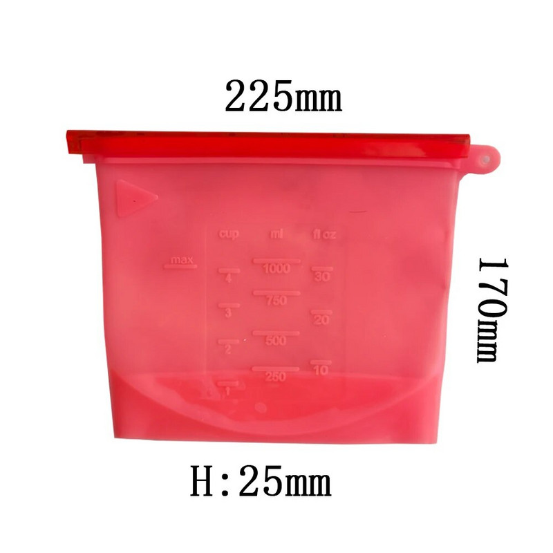 Silikoniniai 1000 ml maišeliai Daugkartinis silikoninis maisto maišelis, sandarus sandarus maisto konservavimo maišelis Maisto klasės skystiems daržovių užkandžiams mėsai