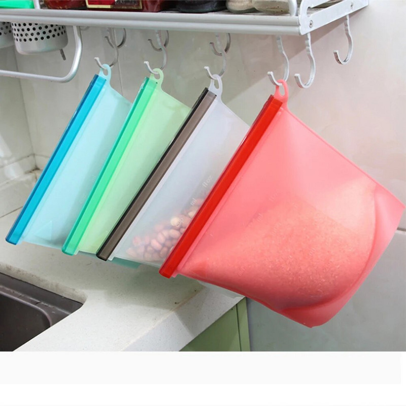 Silikoniniai 1000 ml maišeliai Daugkartinis silikoninis maisto maišelis, sandarus sandarus maisto konservavimo maišelis Maisto klasės skystiems daržovių užkandžiams mėsai