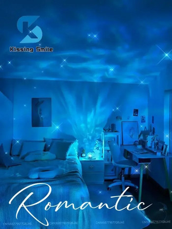 Воден пулсационен проектор Нощна светлина Кристална лампа Декорация Дом Къщи Спалня Естетична атмосфера Празничен подарък Светлини по залез