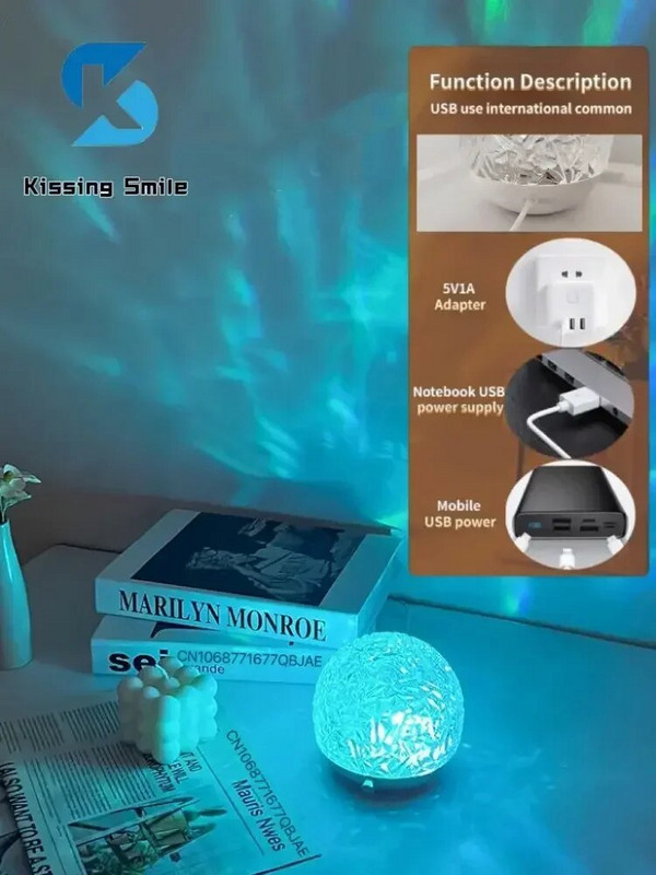 Water Ripple Προβολέας Νυχτερινό Φως Κρυστάλλινο Φωτιστικό Διακόσμηση Σπιτιών Υπνοδωμάτιο Αισθητική Ατμόσφαιρα Δώρο διακοπών Φώτα ηλιοβασιλέματος