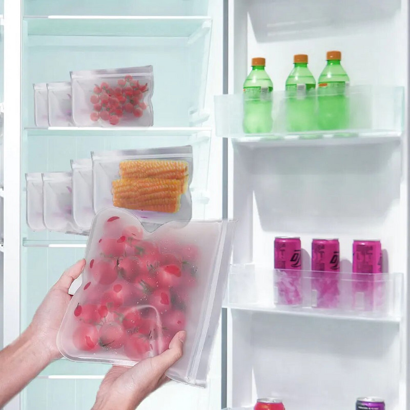 1kom višekratne vrećice za zamrzavanje hrane Nepropusne silikonske vrećice s patentnim zatvaračem Vrećica za ručak bez BPA Vrećica za pohranu mesa, voća i povrća Može se prati u perilici posuđa