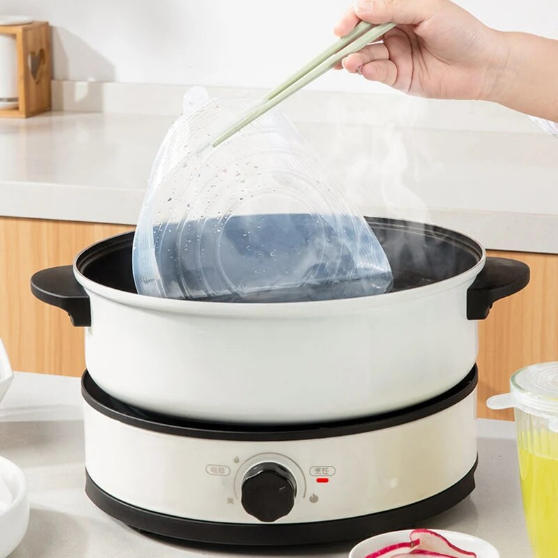 6 vnt / siunta Maisto reguliuojamas elastingas silikoninis dangtelis Universalūs išsiplečiantys dangteliai skardinėms Indų dubuo Daugkartinio naudojimo tempimo virtuvė