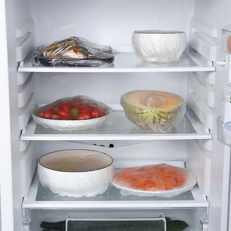 10/100 бр. Пластмасови еластични торбички за храна за еднократна употреба за плодове и зеленчуци, хладилник, чанта за свежест Кухненски аксесоари