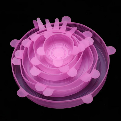 6 τμχ Καπάκι σιλικόνης τροφίμων Καπάκι σιλικόνης γενικής χρήσης για μαγειρικά σκεύη Μπολ Επαναχρησιμοποιούμενα ελαστικά καπάκια Αξεσουάρ κουζίνας Καπάκια κονσερβοποιίας