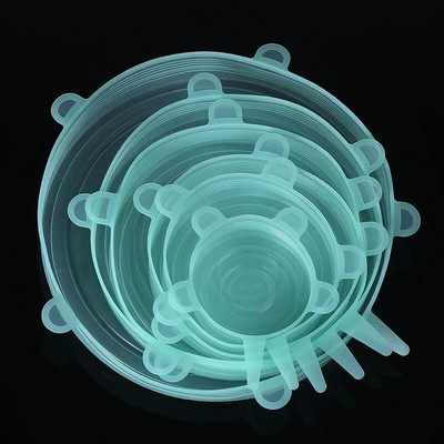 6 τμχ Καπάκι σιλικόνης τροφίμων Καπάκι σιλικόνης γενικής χρήσης για μαγειρικά σκεύη Μπολ Επαναχρησιμοποιούμενα ελαστικά καπάκια Αξεσουάρ κουζίνας Καπάκια κονσερβοποιίας