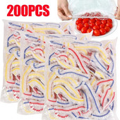 50/200 vnt Saran Wrap spalvingas vienkartinis maisto dangtelis Maisto klasės šviežiai išlaikomas plastikinis maišelis Virtuvės šaldytuvo laikymo reikmenys