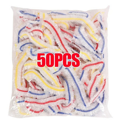 50/200 vnt Saran Wrap spalvingas vienkartinis maisto dangtelis Maisto klasės šviežiai išlaikomas plastikinis maišelis Virtuvės šaldytuvo laikymo reikmenys