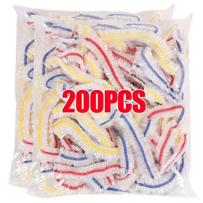 50/200 vnt Saran Wrap spalvingas vienkartinis maisto dangtelis Maisto klasės šviežiai išlaikomas plastikinis maišelis Virtuvės šaldytuvo laikymo reikmenys