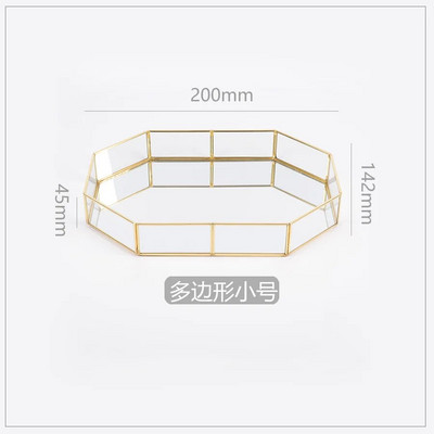 Golden Mirror Tray kozmetikai konténer ékszer rendszerező tok fürdőszobai tároló rúzs nyaklánc asztali smink tároló tálca Orga