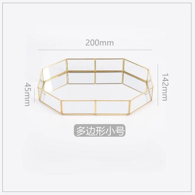 Golden Mirror Tray kozmetikai konténer ékszer rendszerező tok fürdőszobai tároló rúzs nyaklánc asztali smink tároló tálca Orga