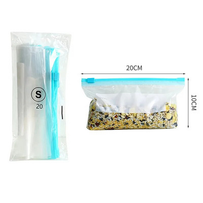 Apvyniokite plastikinius maišelius su užtrauktuku Daugkartinis šaldytuvas.