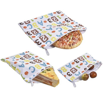 3 бр./компл. Многократно използвани торби за съхранение на храна Непропусклива чанта за фризер Чанти за сандвичи Чанта за закуски Чанта за обяд Хляб за къмпинг Съхранение на храна