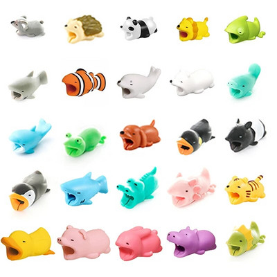 Animal Cute Cable Protector Cartoon Spiral USB Protector Charging Cable Saver κουρτίνα σιλικόνης μπομπίνα για κινητό τηλέφωνο