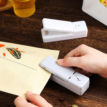 2 В 1 USB зареждащ се мини уплътнител за торбички Термоуплътнители с режещ нож Акумулаторен преносим уплътнител за найлонова торбичка Съхранение на храна