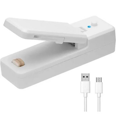 2 AZ 1-BEN USB-tölthető mini táska tömítő hőlezárók vágókéssel Újratölthető hordozható tömítő műanyag zacskó élelmiszerek tárolására