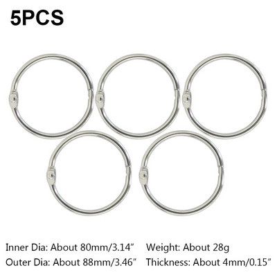 5-30 vnt., 20-88 mm sidabro metalo palaidų lapų knygų segtuvas, šarnyriniai žiedai, raktų pakabukas