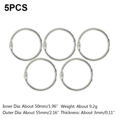 5-30 vnt., 20-88 mm sidabro metalo palaidų lapų knygų segtuvas, šarnyriniai žiedai, raktų pakabukas