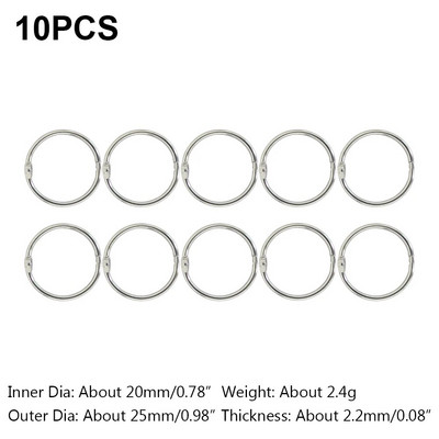 5-30 vnt., 20-88 mm sidabro metalo palaidų lapų knygų segtuvas, šarnyriniai žiedai, raktų pakabukas