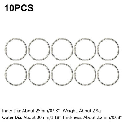 5-30 vnt., 20-88 mm sidabro metalo palaidų lapų knygų segtuvas, šarnyriniai žiedai, raktų pakabukas