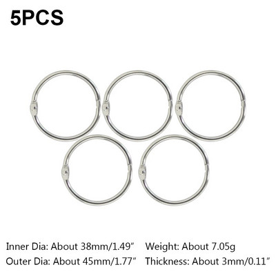 5-30 vnt., 20-88 mm sidabro metalo palaidų lapų knygų segtuvas, šarnyriniai žiedai, raktų pakabukas