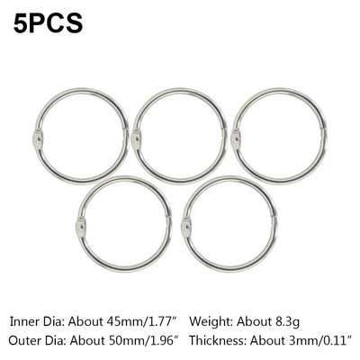 5-30 vnt., 20-88 mm sidabro metalo palaidų lapų knygų segtuvas, šarnyriniai žiedai, raktų pakabukas