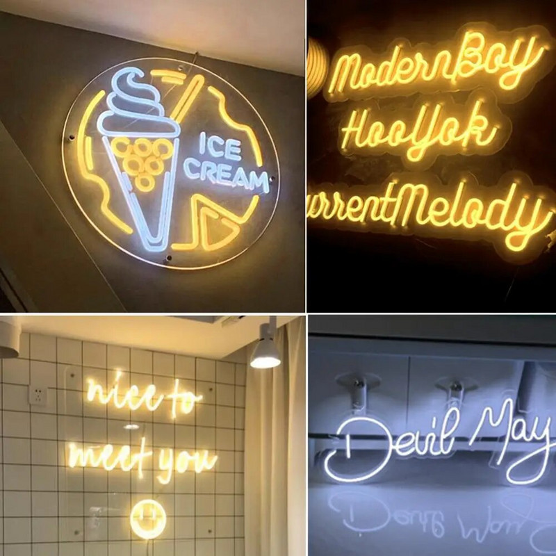 Kalėdų ženkliukų neoninės šviesos LED juostelė Minkšta pasidaryk pats neoninė lempa vakarėliui sodo dekoratyvinė balta šiltai balta LED lemputė virtuvės spintai