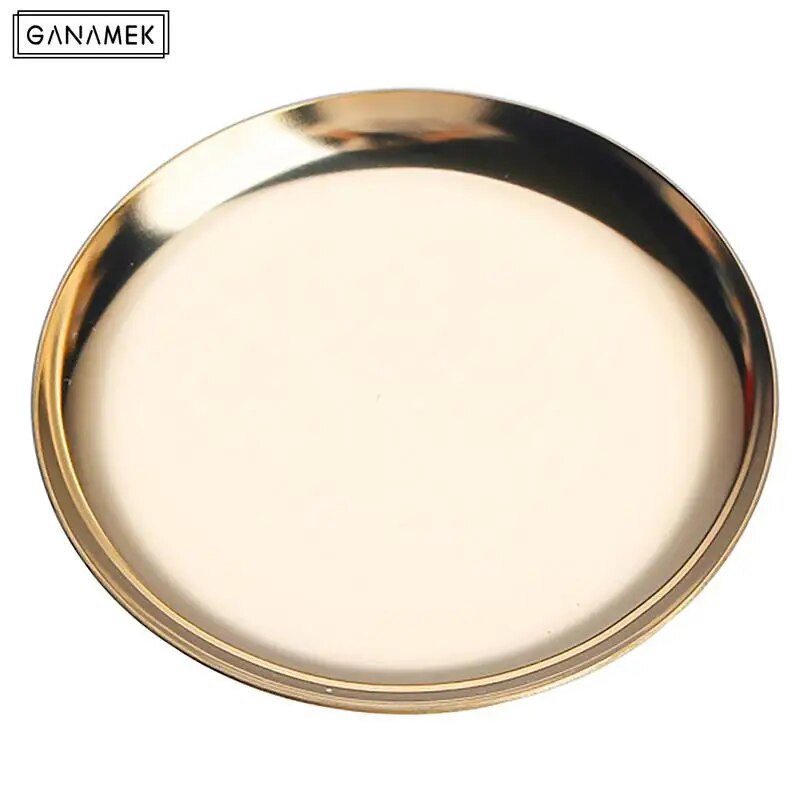 Ελαφρύ πολυτελές στυλ μεταλλικός δίσκος κοσμημάτων Δίσκος αποθήκευσης από ανοξείδωτο ατσάλι Διακόσμηση κοσμημάτων Κοιτώνας Καλλυντικών