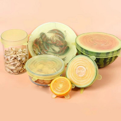 VEHHE 6kom Univerzalni kuhinjski silikonski poklopci za hranu Hladnjak Kuhinjski čepovi za čuvanje svježine Silikonski poklopac za zdjelu za višekratnu upotrebu