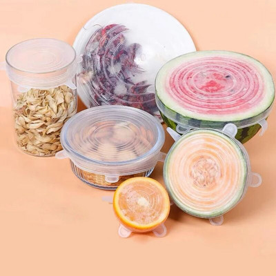 VEHHE 6kom Univerzalni kuhinjski silikonski poklopci za hranu Hladnjak Kuhinjski čepovi za čuvanje svježine Silikonski poklopac za zdjelu za višekratnu upotrebu