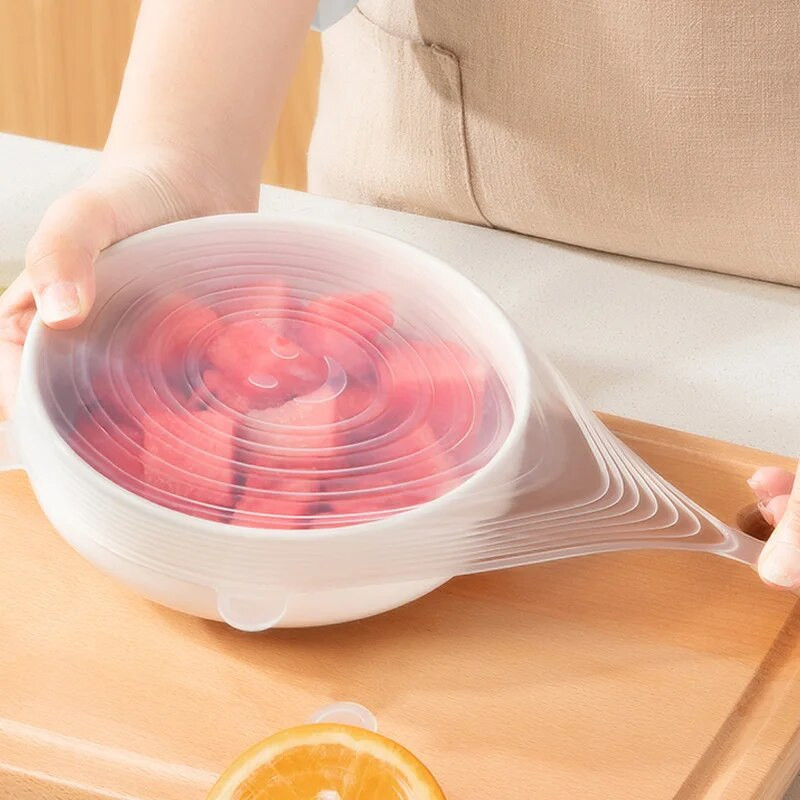 VEHHE 6kom Univerzalni kuhinjski silikonski poklopci za hranu Hladnjak Kuhinjski čepovi za čuvanje svježine Silikonski poklopac za zdjelu za višekratnu upotrebu