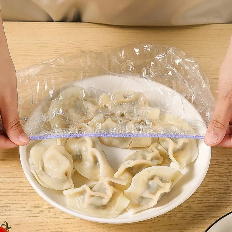 100KOM VREĆA ZA HRANU Plastična navlaka za hranu Vrećica za svježinu voća i povrća Elastična navlaka za zdjelu Saran Wrap Kuhinjska organizacija za pohranu
