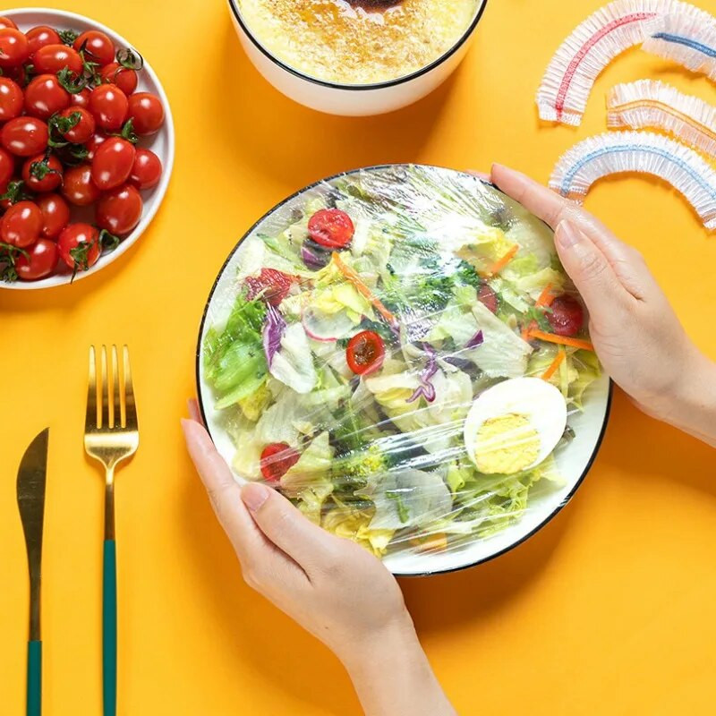 100KOM VREĆA ZA HRANU Plastična navlaka za hranu Vrećica za svježinu voća i povrća Elastična navlaka za zdjelu Saran Wrap Kuhinjska organizacija za pohranu