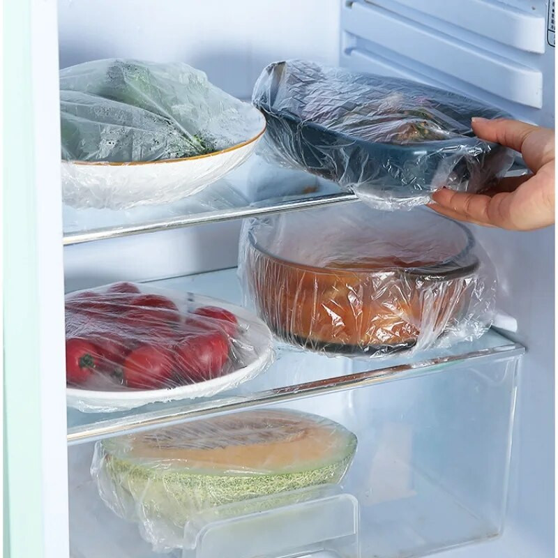 100KOM VREĆA ZA HRANU Plastična navlaka za hranu Vrećica za svježinu voća i povrća Elastična navlaka za zdjelu Saran Wrap Kuhinjska organizacija za pohranu